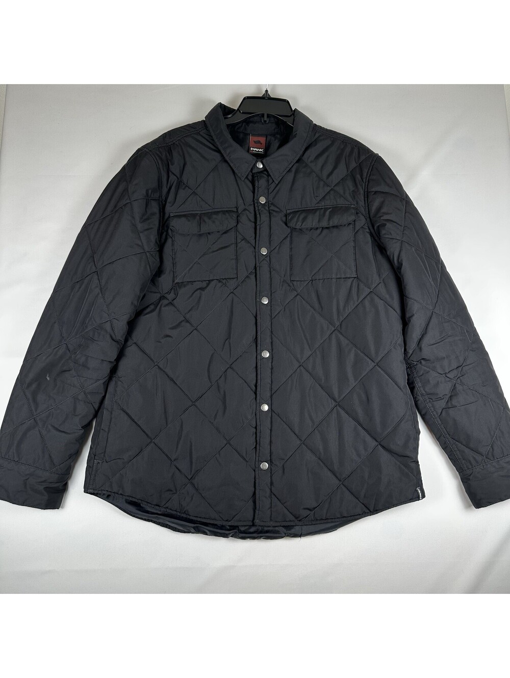 Tony Hawk Mens XXL Black Quilted Snap Button Jacket Shirt Diamond Skate